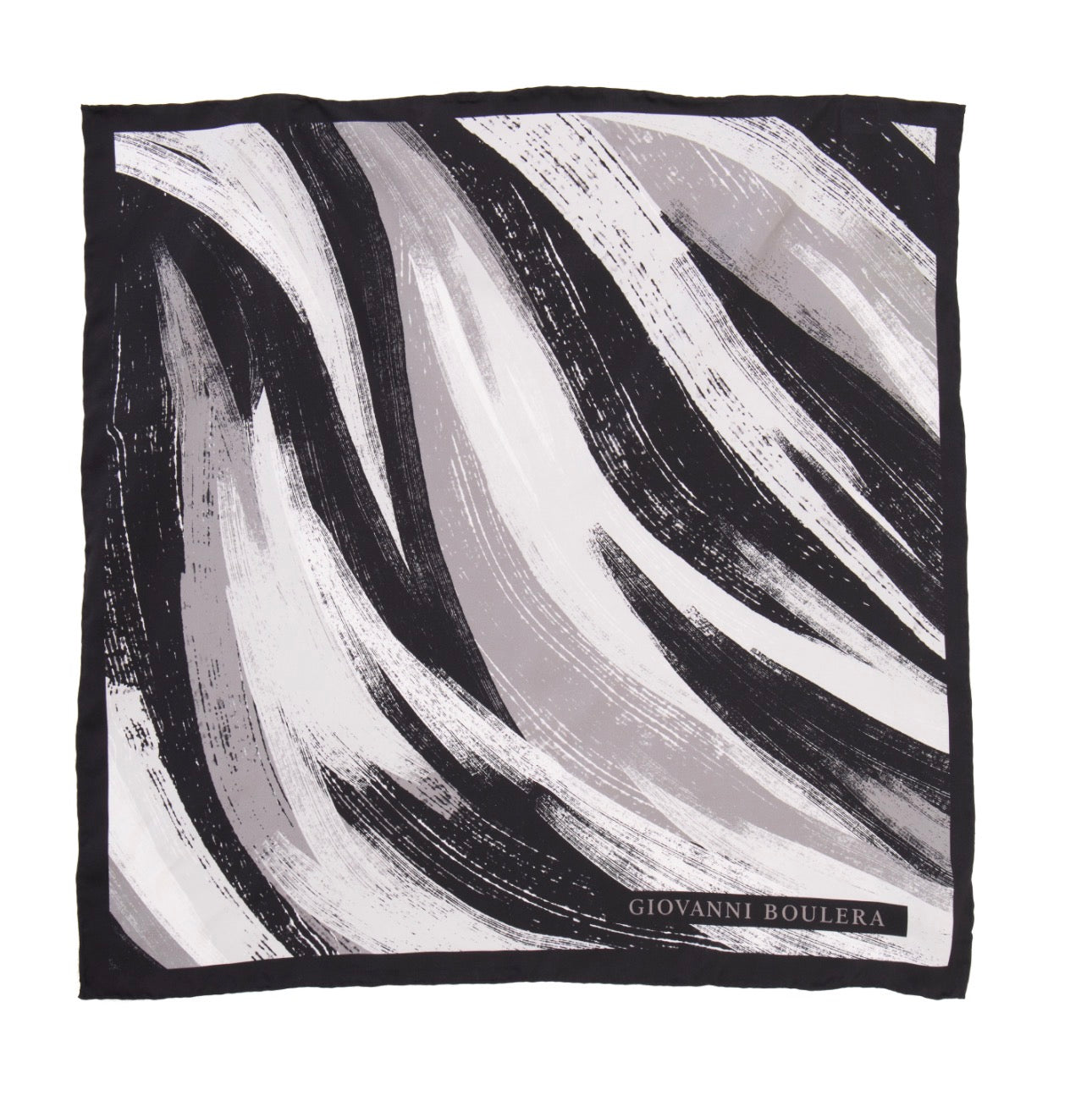 Black and White Silk Scarf Foulard Giovanni Boulera 4406950 50cmx50cm
