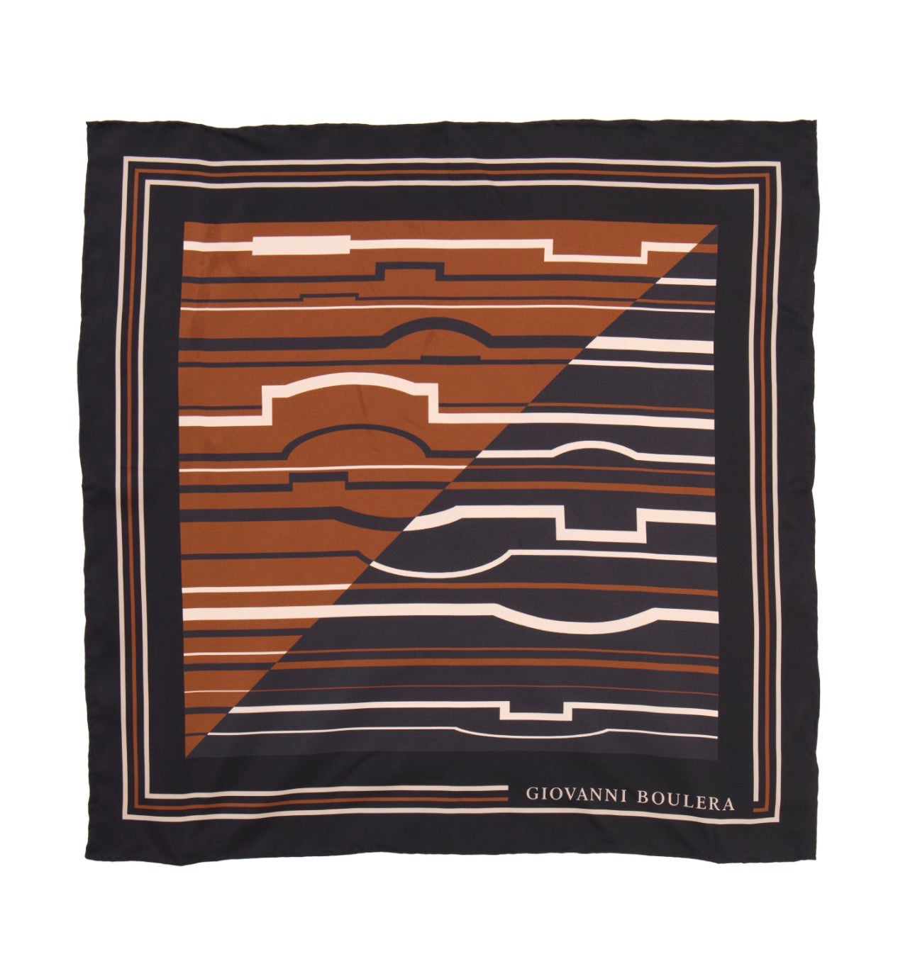 Black/Brown Silk Scarf Giovanni Boulera 4407450 50cmx50cm
