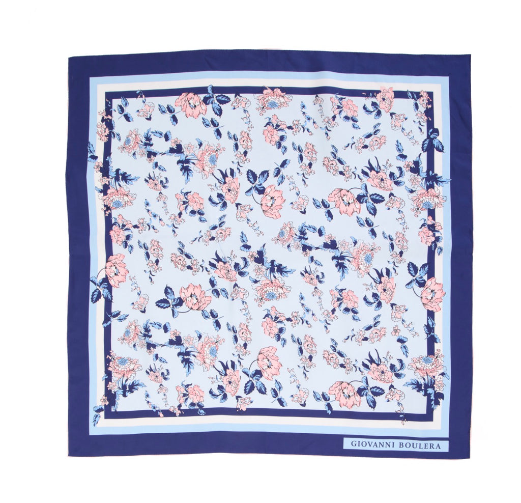 Pink Floral Silk Scarf Giovanni Boulera 4206390 90cmx90cm