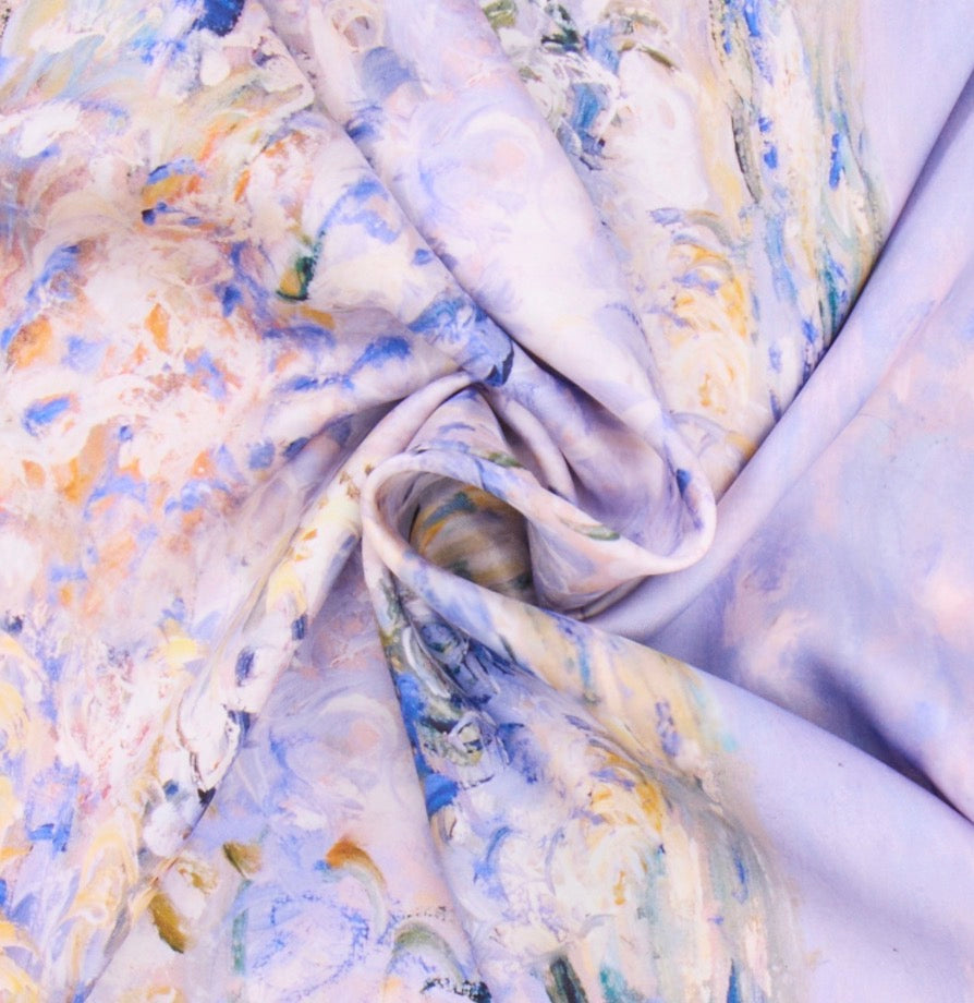 Blue Patterned Silk Shawl Giovanni Boulera 43059200 200cmx65cm