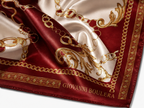 Kırmızı zincir desenli Giovanni Boulera 90x90 cm %100 Mulberry Twill ipek eşarp