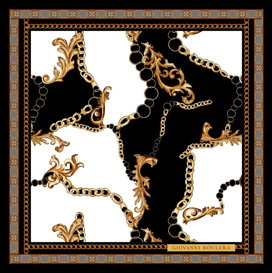 Zincir Desenli İpek Eşarp Giovanni Boulera 4100265 65 cm x 65 cm