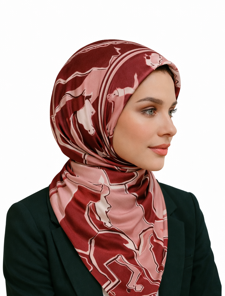 Bordo Desenli İpek Eşarp Giovanni Boulera 4100465 65 cm x 65 cm