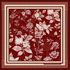 Bordo Çiçek Desenli Mulberry Twill İpek Fular Şal Giovanni Boulera 4100365-F 65cmx65cm