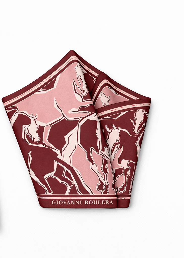 Bordo Desenli İpek Eşarp Giovanni Boulera 4100465 65 cm x 65 cm