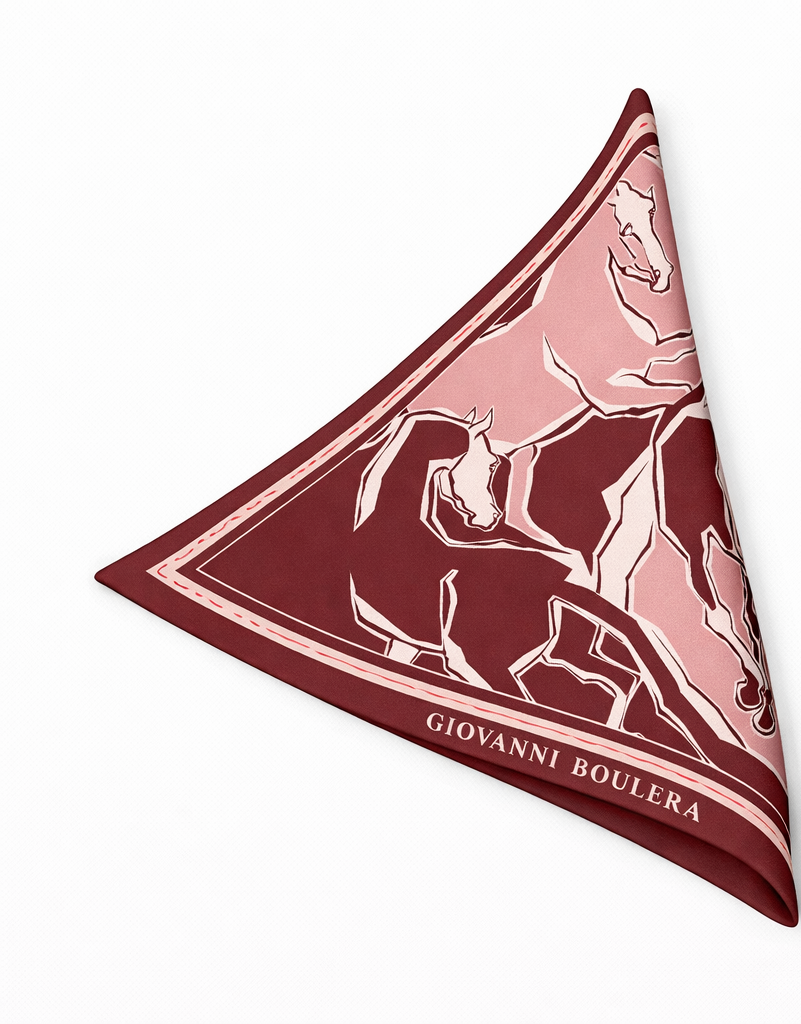 Bordo Desenli İpek Eşarp Giovanni Boulera 4100465 65 cm x 65 cm