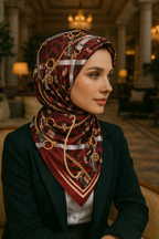 Bordo Leopar İpek Eşarp – Giovanni Boulera 4100565 65 cm x 65 cm