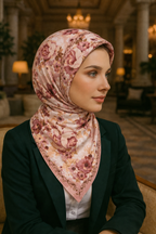 Pembe Çiçekli İpek Eşarp – Giovanni Boulera 4100665  65 cm x 65 cm