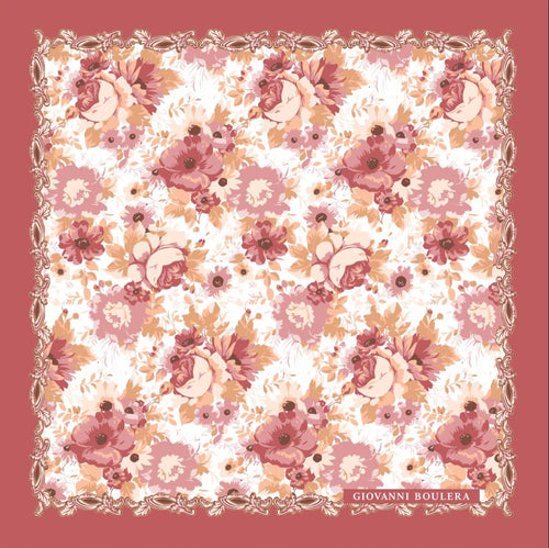 Bordo Çiçek Desenli İpek Eşarp Giovanni Boulera 4301065 65 cm x 65 cm