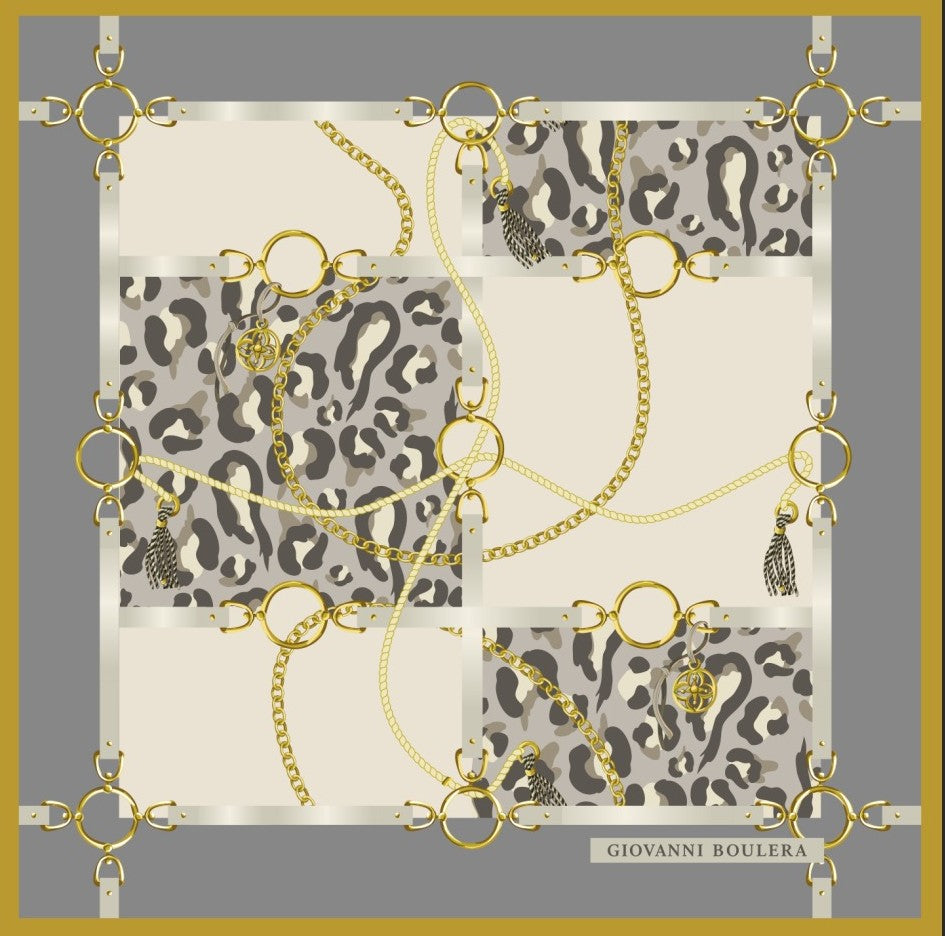 Cesur tarzınıza ilham verecek altın rengi tonlarında şık çiçek desenli bu şal, büyüleyici figürleriyle benzersiz bir görünüm sunar.; Yüksek kaliteli kumaşı sayesinde son derece yumuşak ve hafif olan bu aksesuar, her kombinle kolayca uyum sağlar.; Hem günlük hem özel günlerde stilinizi tamamlayacak ideal bir parça olan fularımız, 65x65 cm ölçüleriyle rahatça kullanılabilir.; Modern tasarımı ve dikkat çekici motifleriyle gardırobunuza özgün bir dokunuş katın.; Giovanni Boulera 