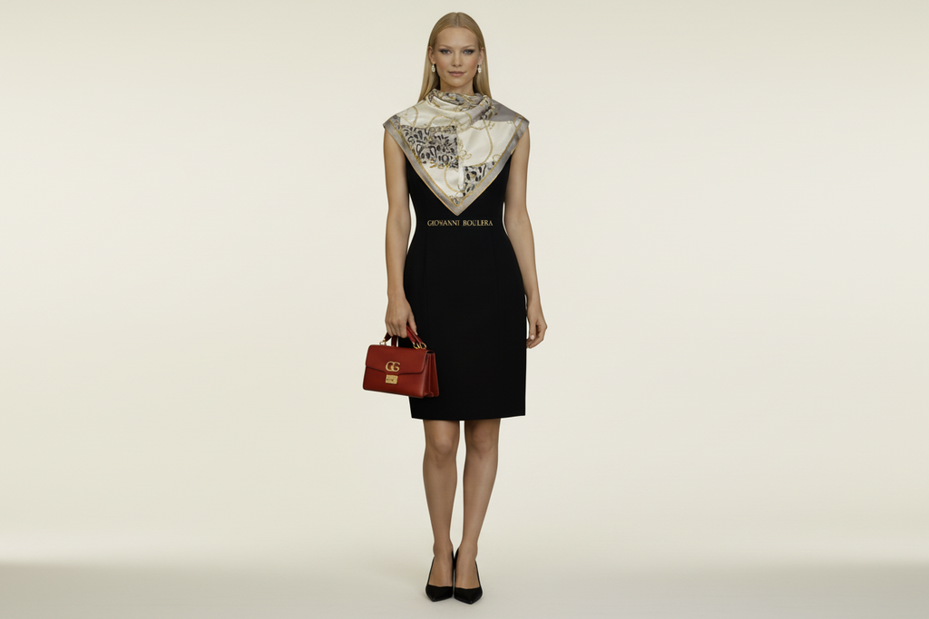 Cesur tarzınıza ilham verecek altın rengi tonlarında şık çiçek desenli bu şal, büyüleyici figürleriyle benzersiz bir görünüm sunar.; Yüksek kaliteli kumaşı sayesinde son derece yumuşak ve hafif olan bu aksesuar, her kombinle kolayca uyum sağlar.; Hem günlük hem özel günlerde stilinizi tamamlayacak ideal bir parça olan fularımız, 65x65 cm ölçüleriyle rahatça kullanılabilir.; Modern tasarımı ve dikkat çekici motifleriyle gardırobunuza özgün bir dokunuş katın.; Giovanni Boulera estetiğini yansıtır