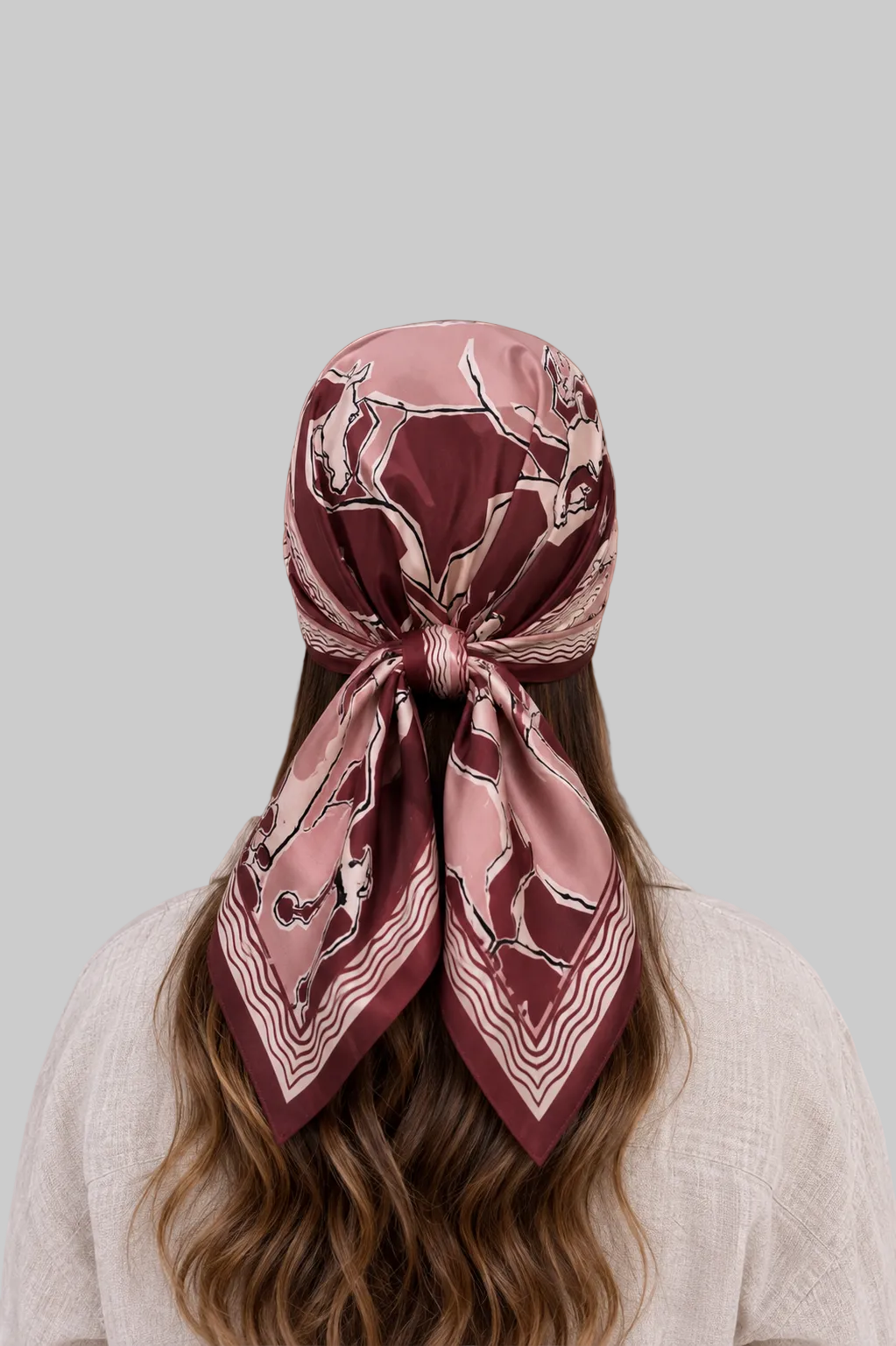 Burgundy Patterned Silk Scarf Giovanni Boulera 4100465 65 cm x 65 cm