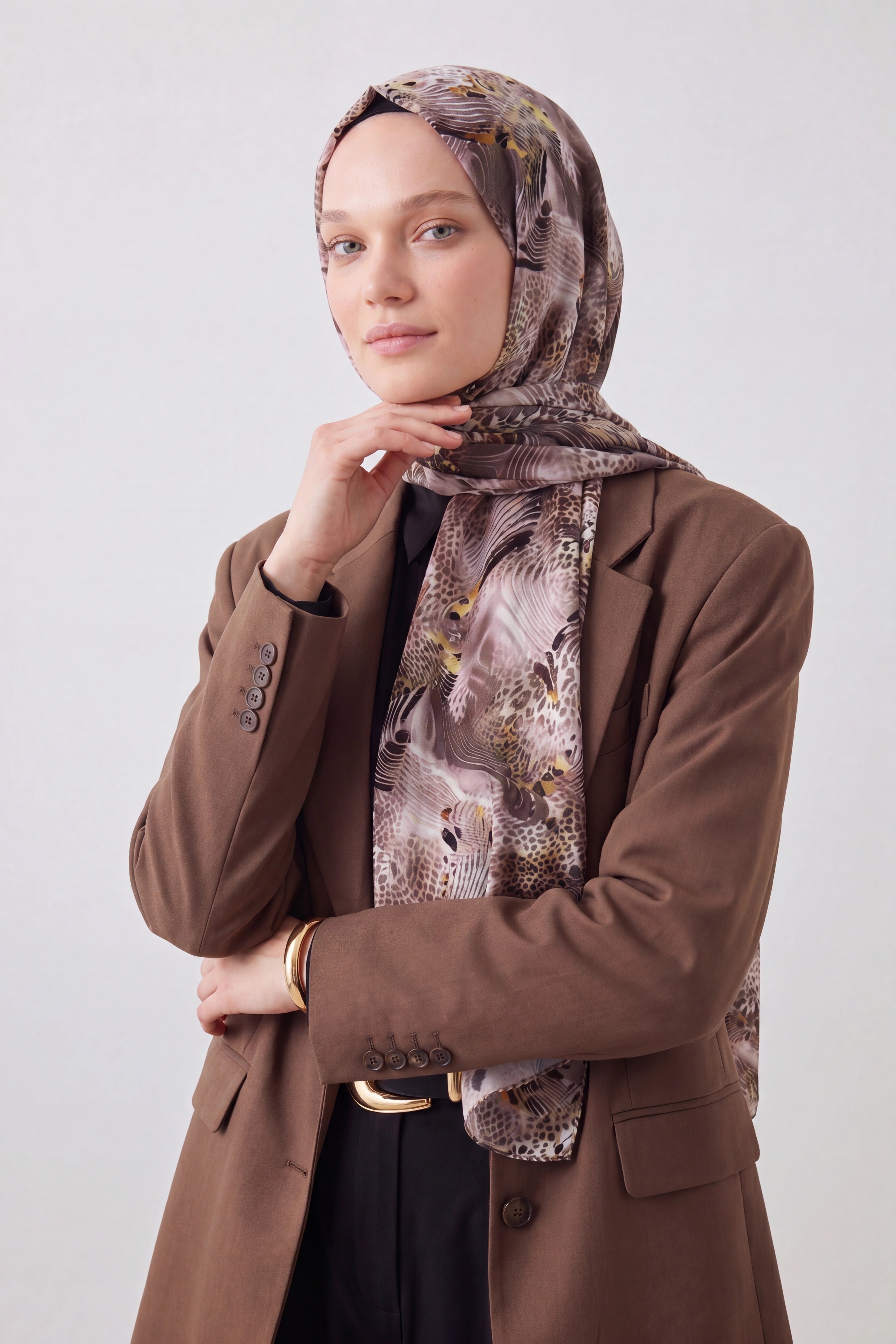 Leopard Print Silk Scarf Giovanni Boulera 43058200 200cmx65cm