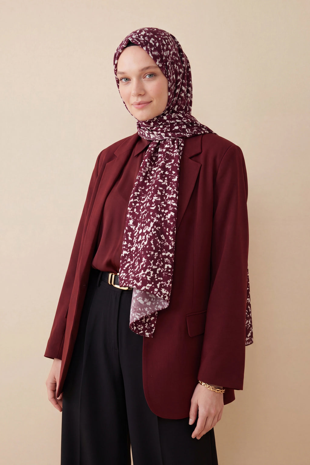 Burgundy, Patterned Silk Shawl Giovanni Boulera 43056200 200cmx65cm