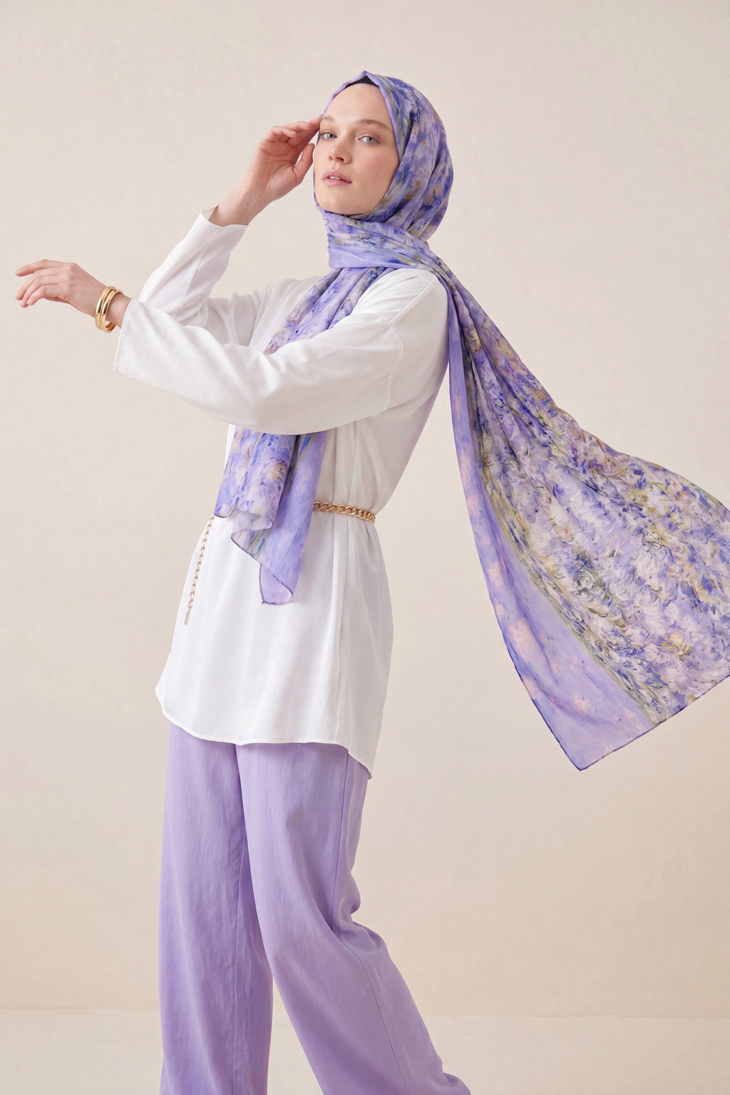 Blue Patterned Silk Shawl Giovanni Boulera 43059200 200cmx65cm