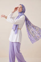 Blue Patterned Silk Shawl Giovanni Boulera 43059200 200cmx65cm