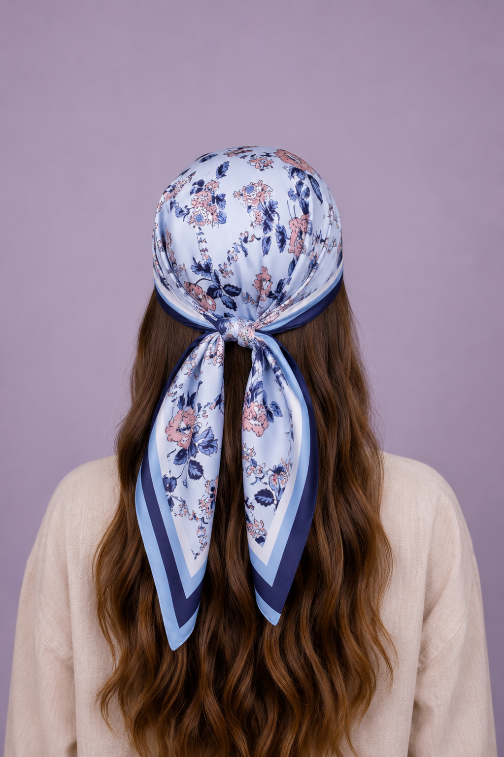 Blue Floral Pattern Silk Scarf Giovanni Boulera 4302865 65cmx65cm