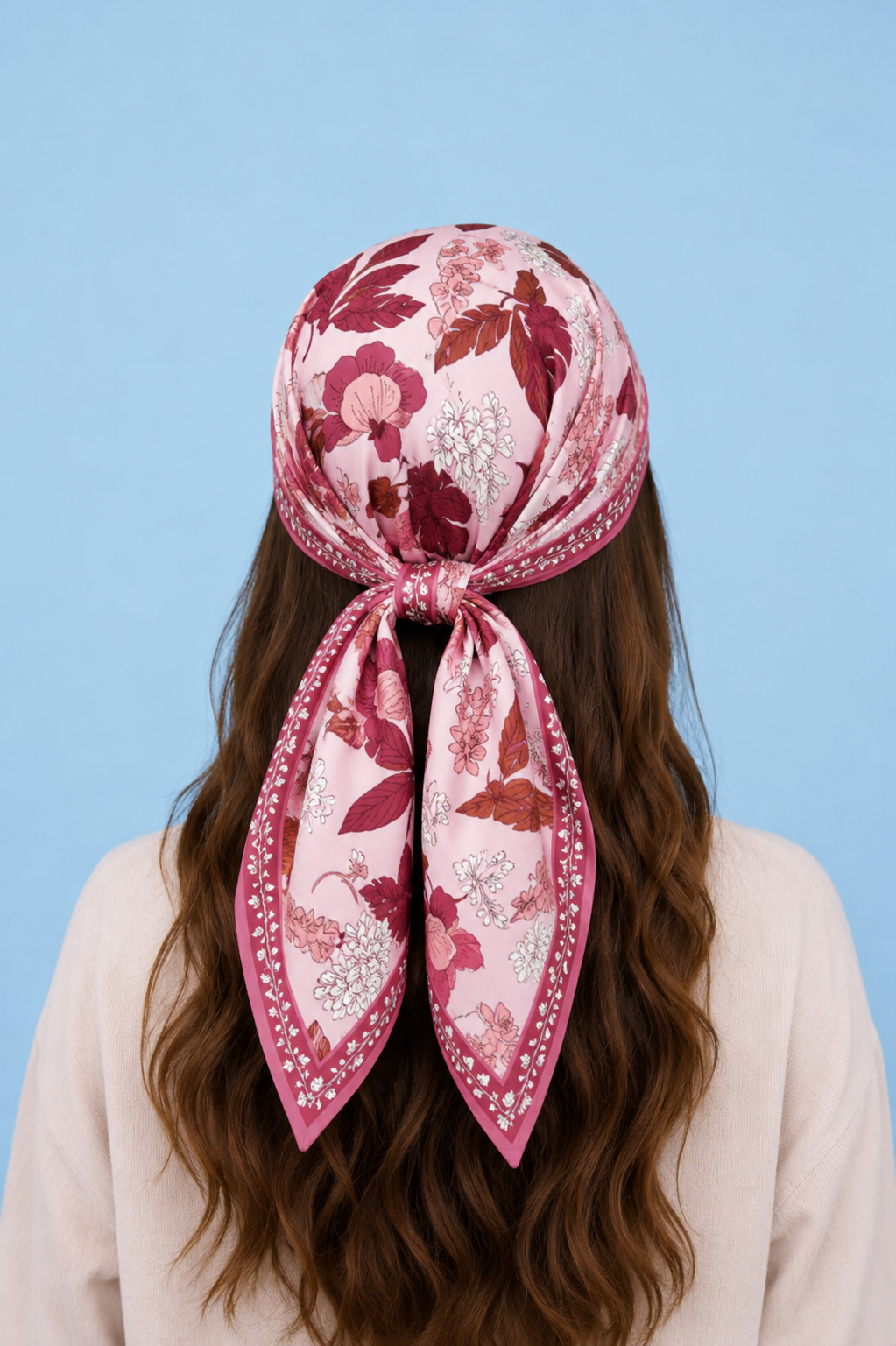 Pink and Red Floral Mulberry Silk Scarf Giovanni Boulera 4303865 65cmx65cm