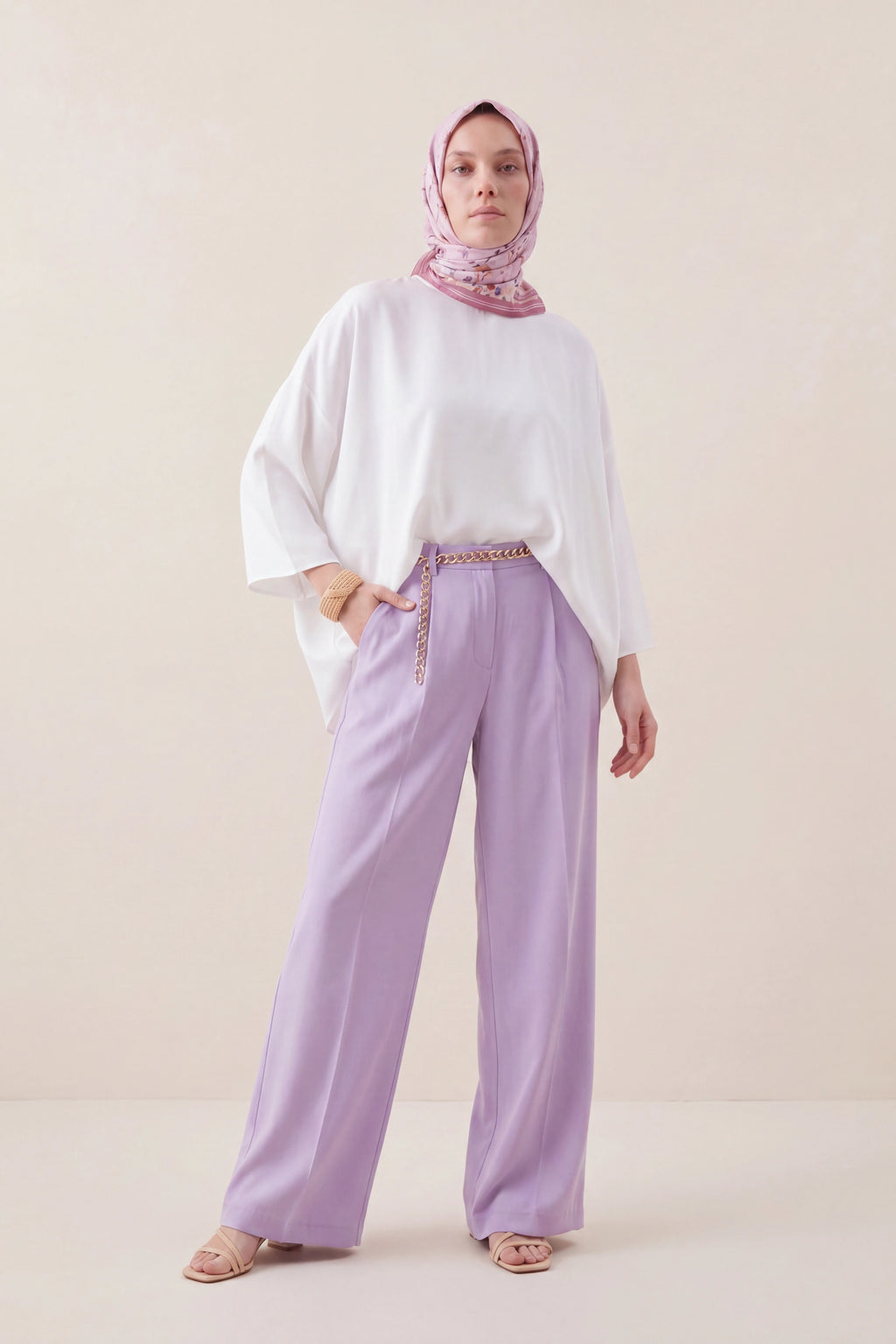 Lilac, Floral Silk Scarf Giovanni Boulera 4206690 90 cm x 90 cm