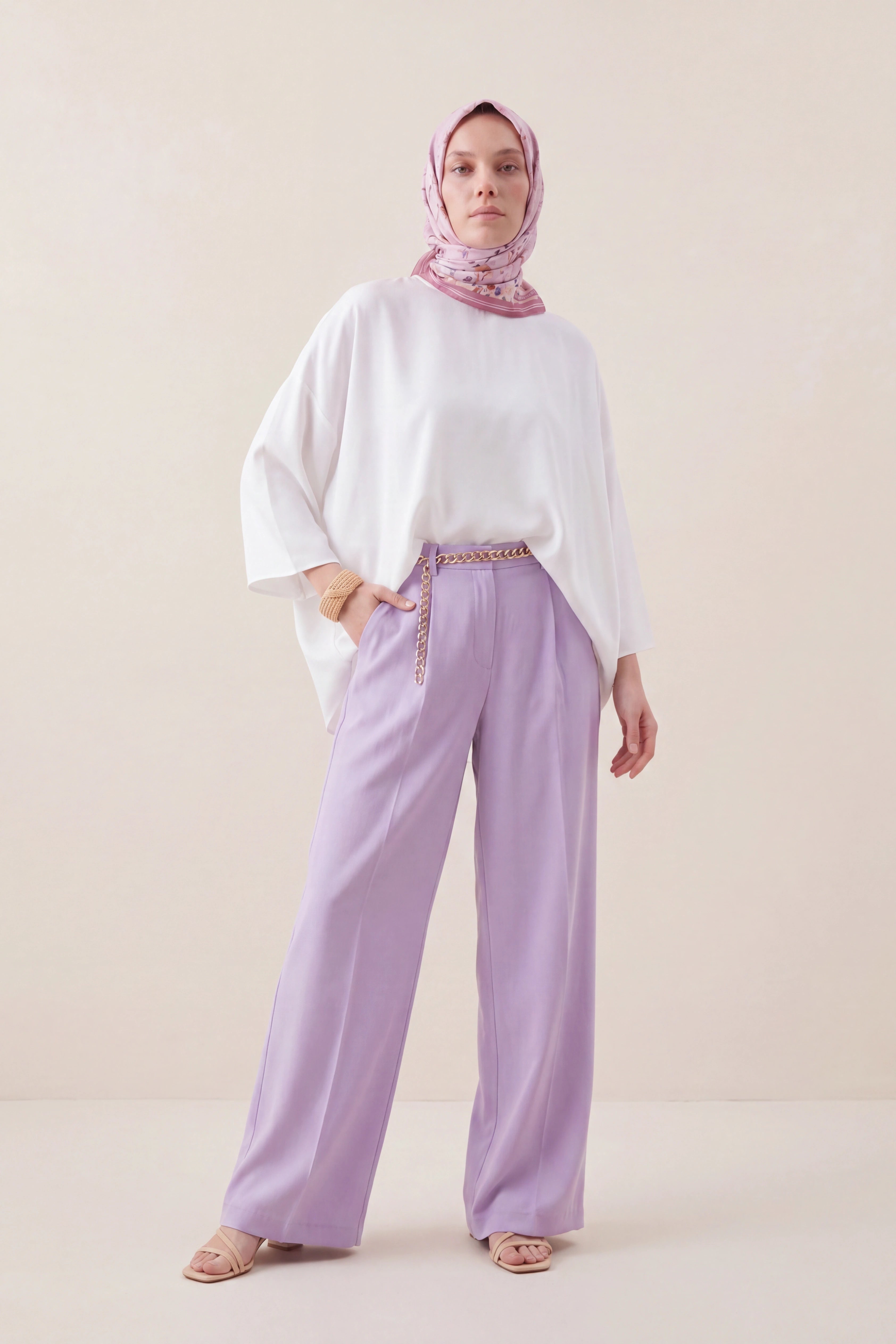 Lilac, Floral Silk Scarf Giovanni Boulera 4206690 90 cm x 90 cm