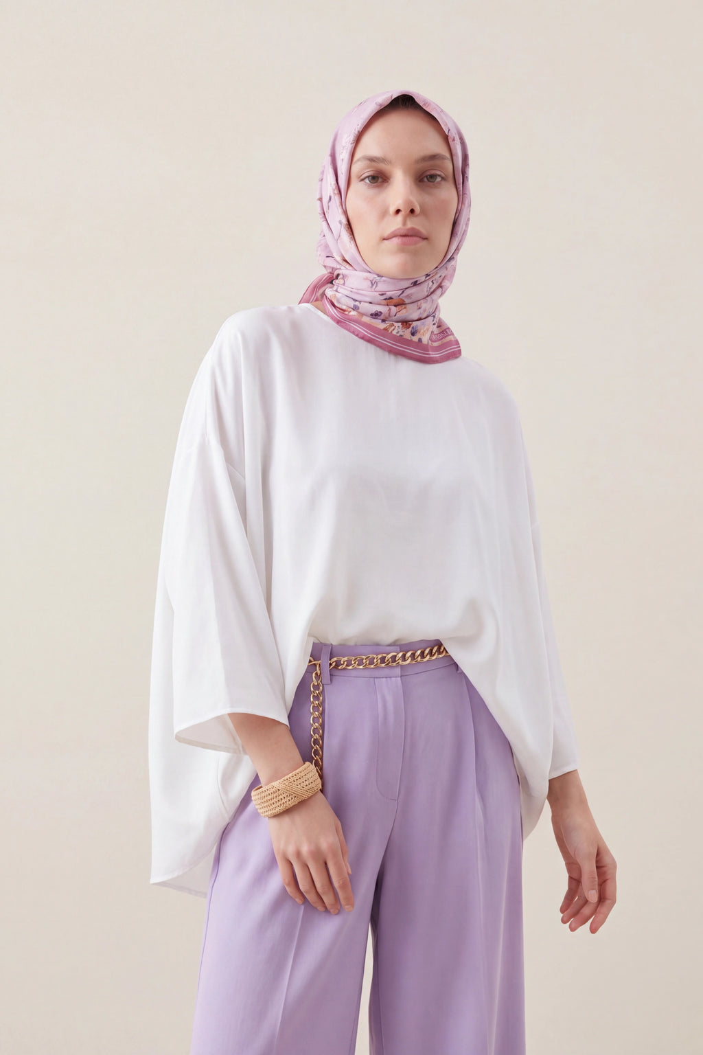 Lilac, Floral Silk Scarf Giovanni Boulera 4206690 90 cm x 90 cm