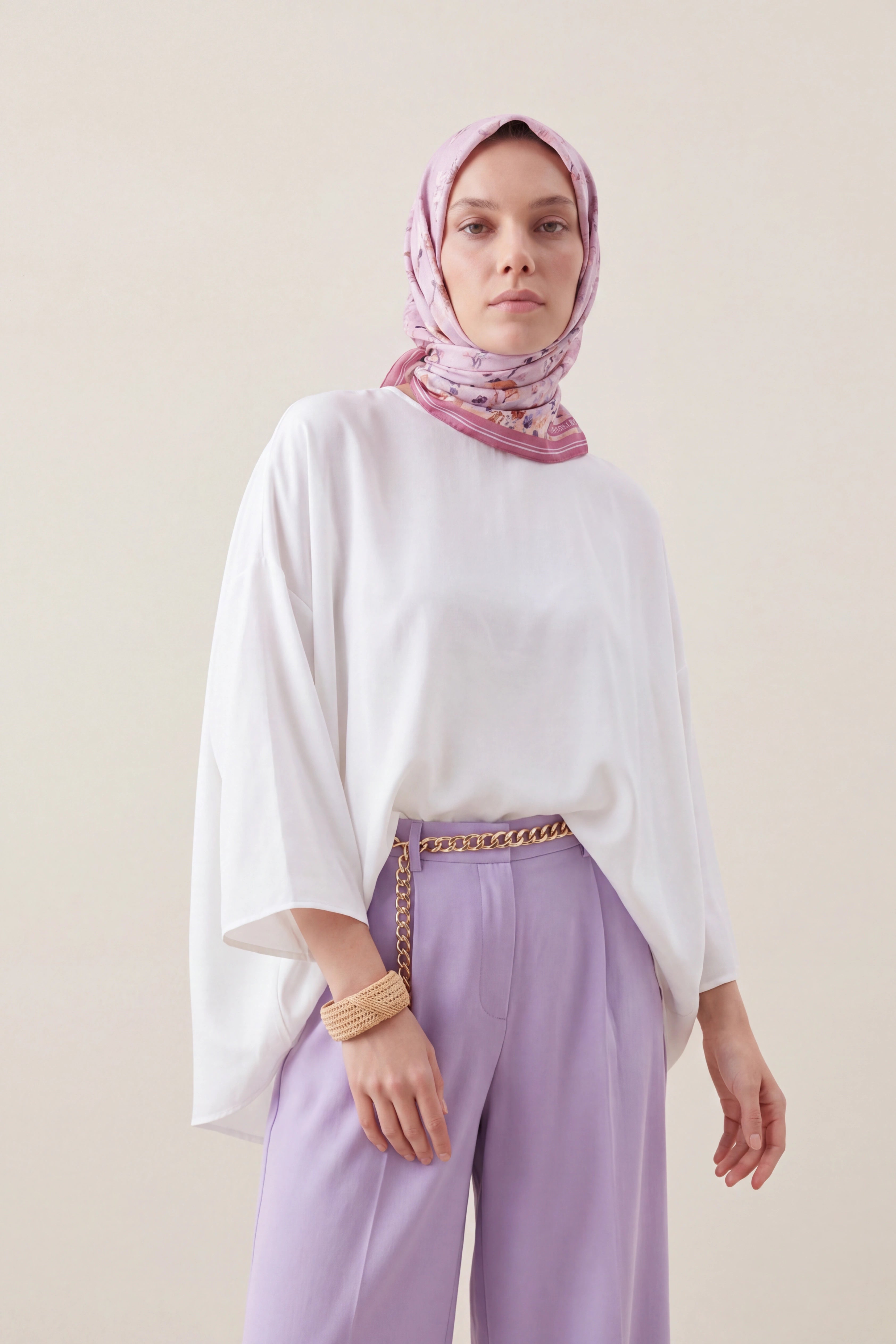Lilac, Floral Silk Scarf Giovanni Boulera 4206690 90 cm x 90 cm