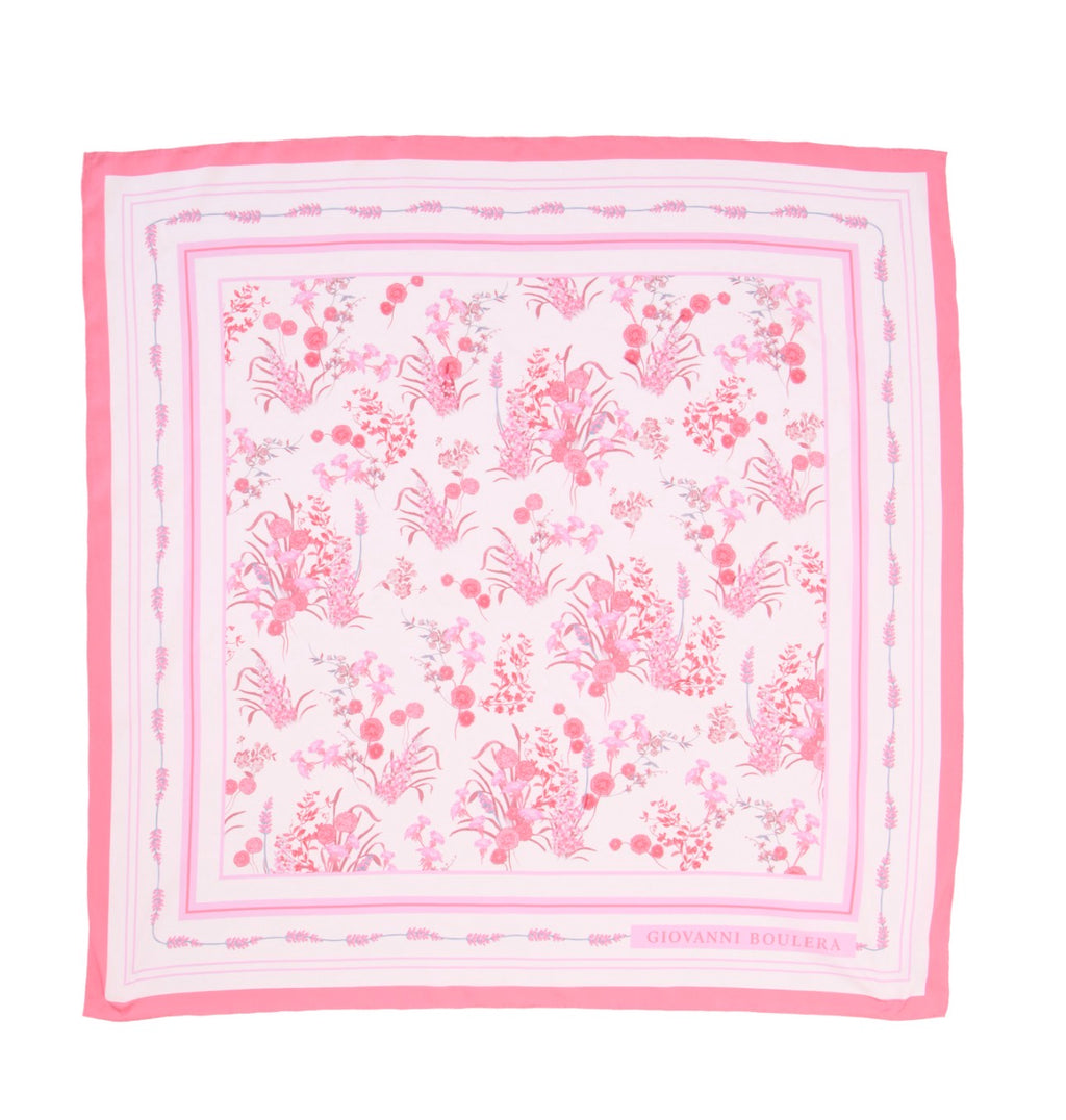Pink Floral Silk Scarf Giovanni Boulera 4206790 90cmx90cm