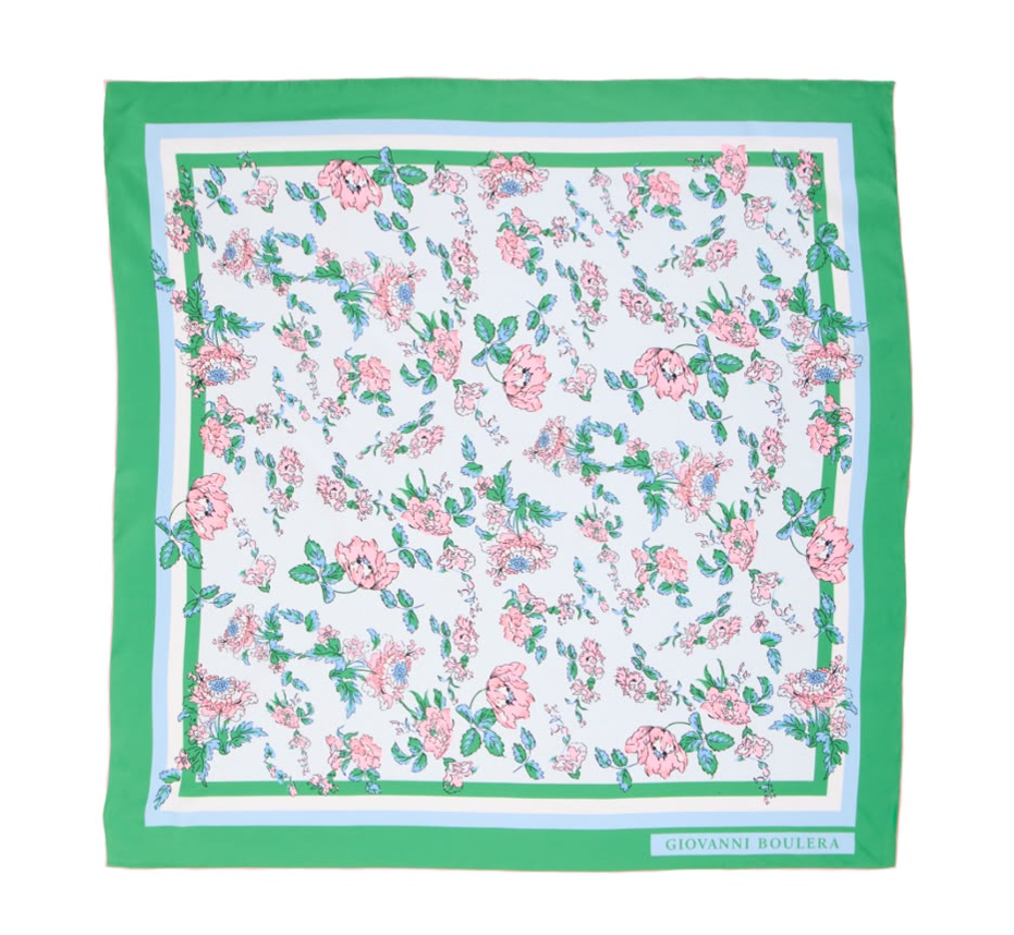Pink Floral Silk Scarf Giovanni Boulera 4206490 90cmx90cm