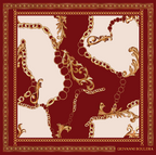 Kırmızı zincir desenli Giovanni Boulera 90x90 cm %100 Mulberry Twill ipek eşarp