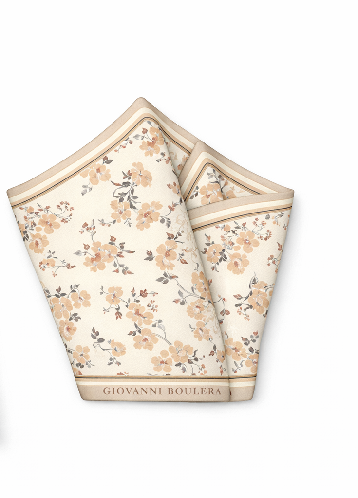 Krem Renkli Mulberry İpek Eşarp Giovanni Boulera 4301965 65cmx65cm