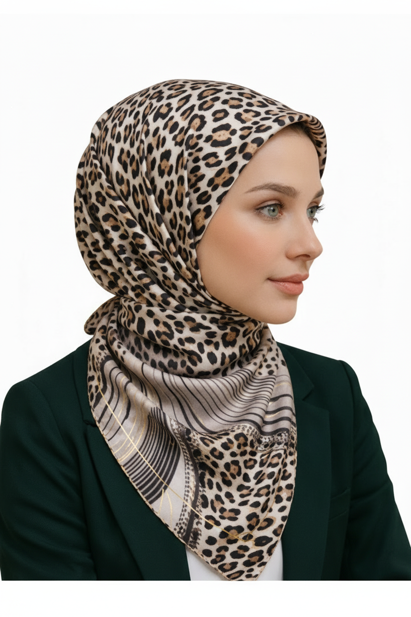 Leopar Desenli İpek Eşarp Giovanni Boulera 4300765 65 cm x 65 cm