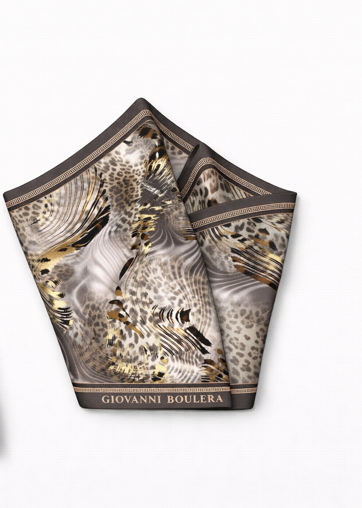 Leopar Desenli İpek Eşarp Giovanni Boulera 4300765 65 cm x 65 cm