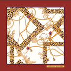 Leopar Altın Zincir Desenli İpek Eşarp Giovanni Boulera 4302065 65cmx65cm