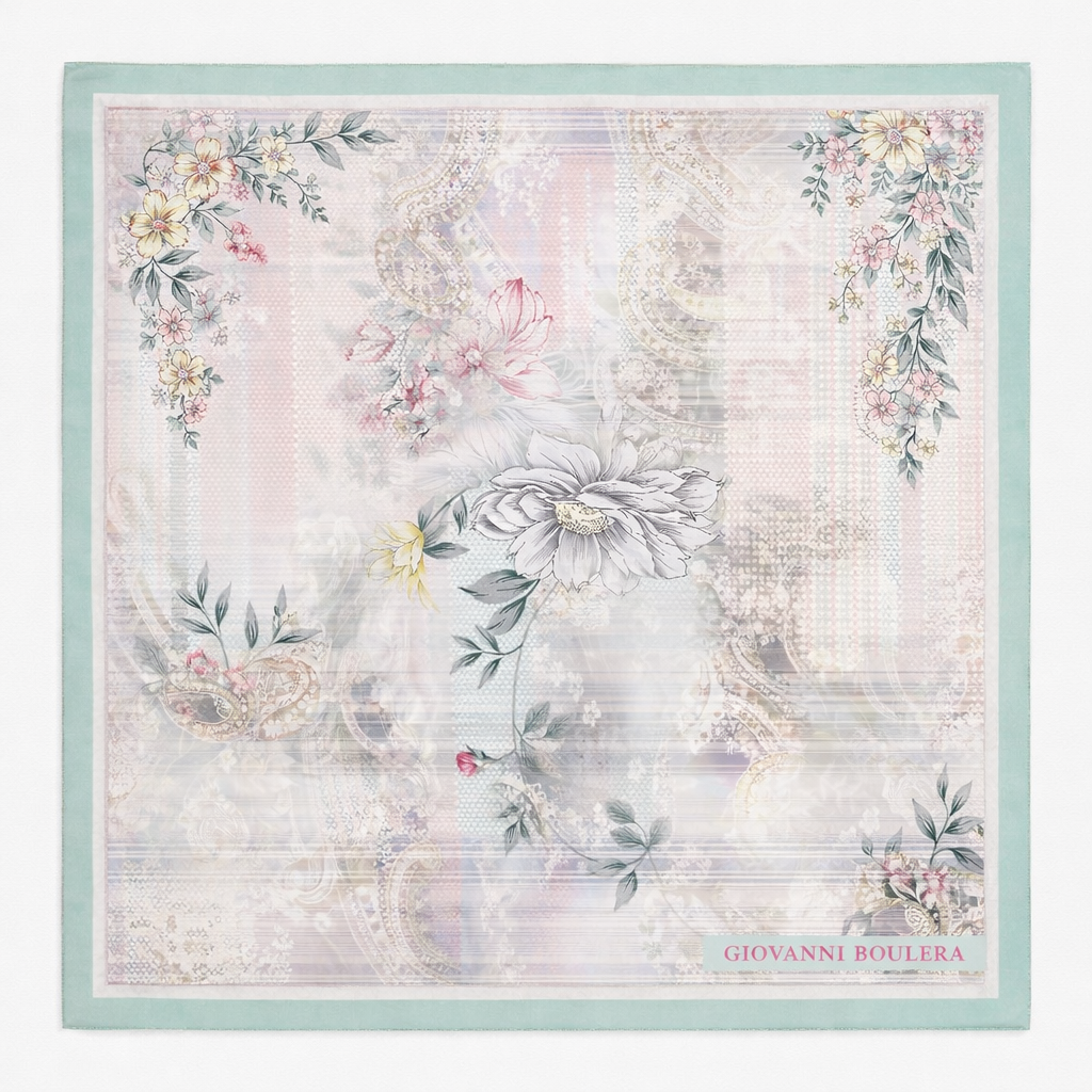 Giovanni Boulera Mulberry Twill İpek Eşarp Şal 16 momme mulberry dut ipegi kalitesinde,çift taraf baskılı,kenarları super el dikişi ile dikilmiştir,200 cm x 65 cm