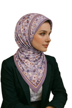 Lila Çiçek Desenli İpek Eşarp Giovanni Boulera 4301965 65cmx65cm