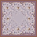 Lilac Floral Pattern Silk Scarf Giovanni Boulera 4302165 65cmx65cm
