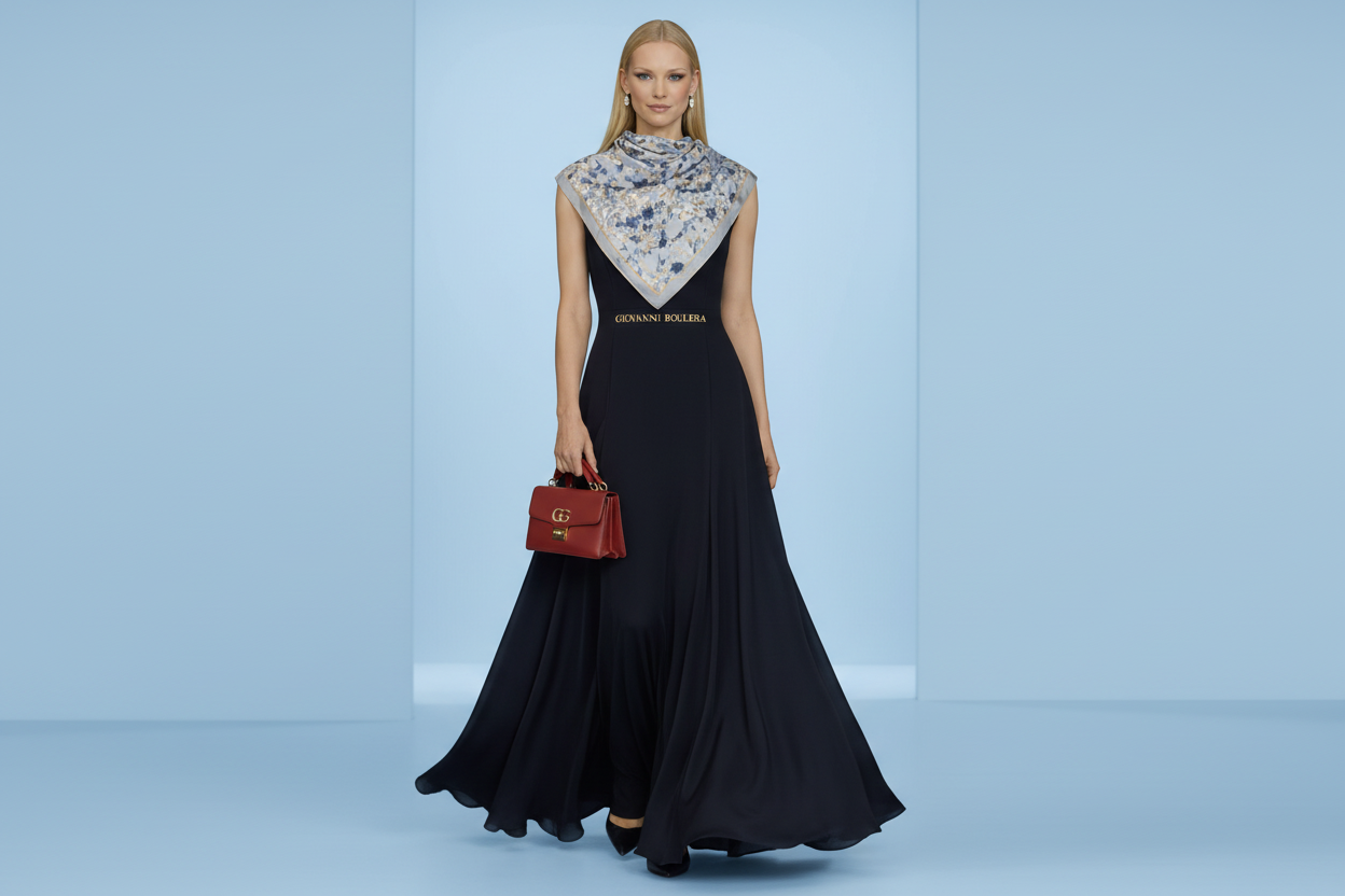 Üretimi, ipeğin doğduğu yer olarak kabul edilen Guangzhou / Çin’de, Giovanni Boulera’ya ait özel tesislerde gerçekleştirilmiştir.Marka çift taraflı kullanıma uygun olacak şekilde yüksek çözünürlüklü dijital baskı teknolojisi ile üretilmiştir.
Kenarları tamamen el işçiliğiyle kıvrılmış, geleneksel süper el dikişi tekniği ile tek tek elde dikilmiştir.16 momme %100 Mulberry Twill ipek kalitesinde üretilen bu eşarp; yumuşak dokusu, doğal parlaklığı ve akışkan yapısıyla lüks ipek deneyimini en üst seviyede sunar