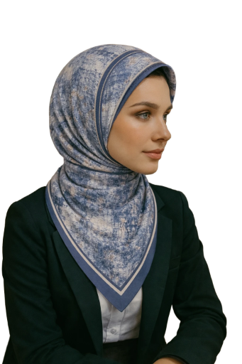 Mavi Pastel Dokulu İpek Eşarp Giovanni Boulera 4301965 65cmx65cm