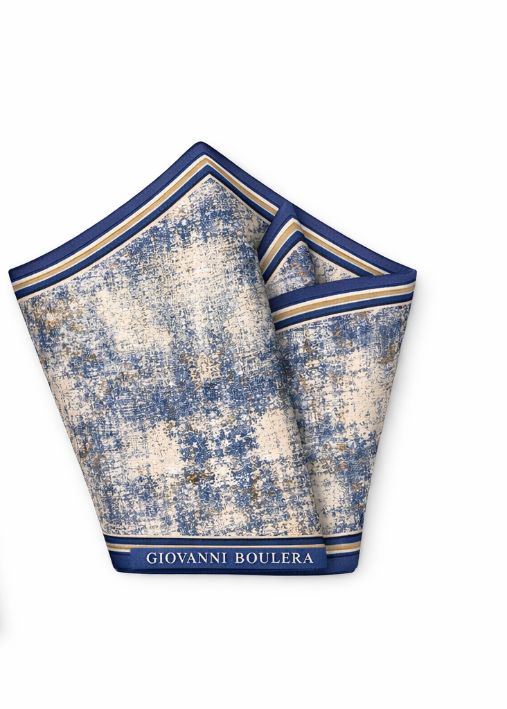 Mavi Pastel Dokulu İpek Eşarp Giovanni Boulera 4301965 65cmx65cm