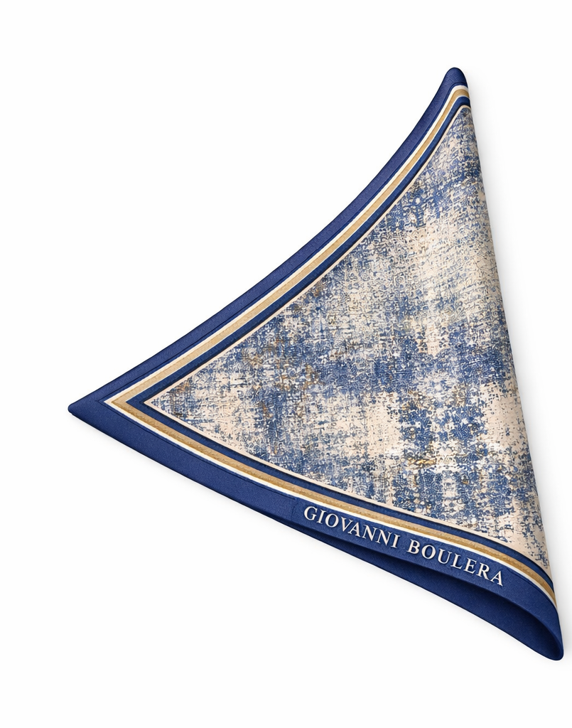 Mavi Pastel Dokulu İpek Eşarp Giovanni Boulera 4301965 65cmx65cm