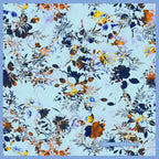 Mavi ve Sarı Renkli Mulberry Twill İpek Eşarp Giovanni Boulera 4302665 65cmx65cm