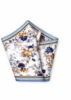 Mavi ve Sarı Renkli Mulberry Twill İpek Eşarp Giovanni Boulera 4302665 65cmx65cm