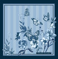 Blue Butterfly Pattern Mulberry Silk Scarf Giovanni Boulera 4303465 65cmx65cm