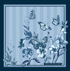 Mavi Kelebek Desenli Mulberry İpek Eşarp Giovanni Boulera 4303465 65cmx65cm