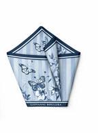 Mavi Kelebek Desenli Mulberry İpek Eşarp Giovanni Boulera 4303465 65cmx65cm