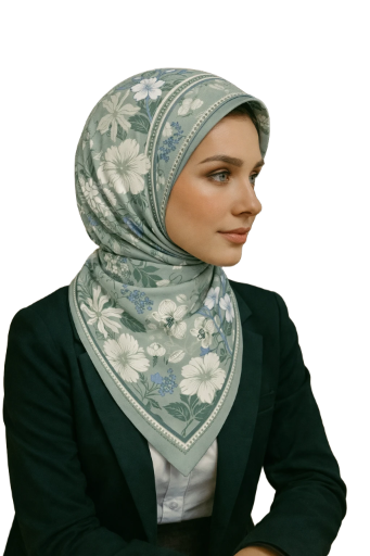 Mavi Çiçek Desenli Mulberry İpek Eşarp Giovanni Boulera 4302765 65cmx65cm