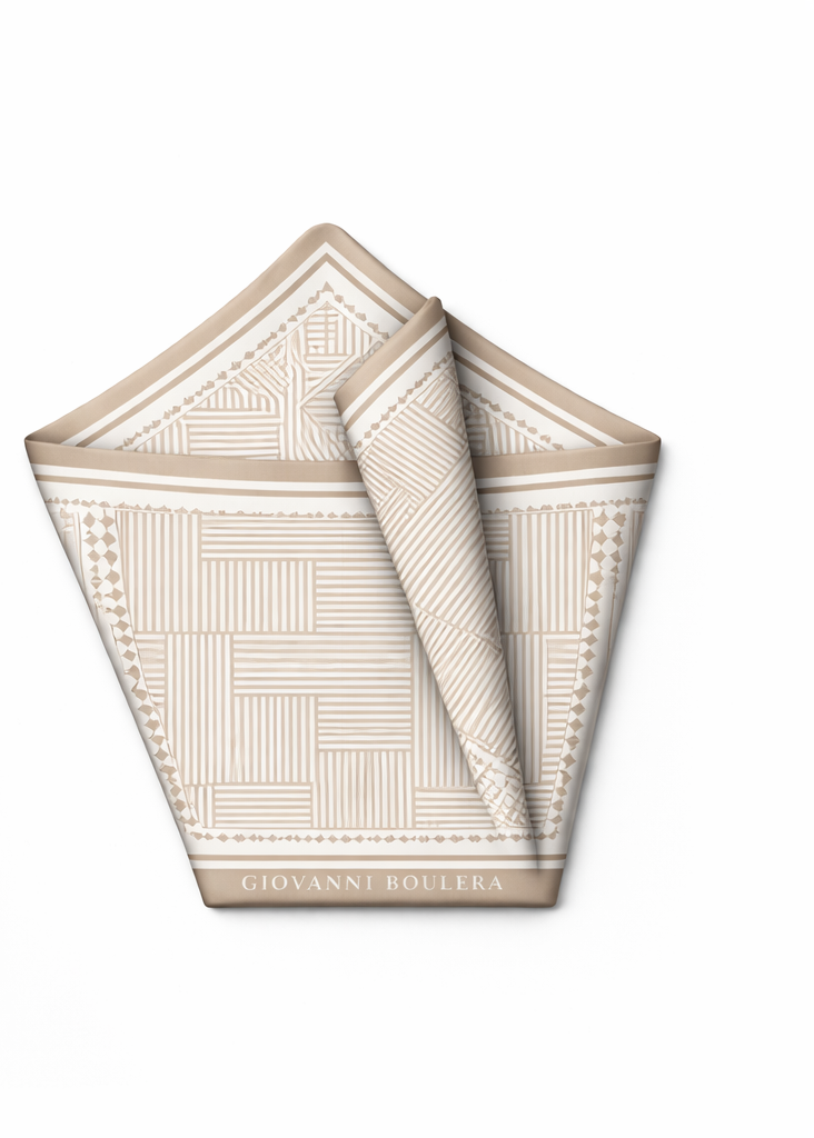 Geometrik Desenli Mulberry İpek Eşarp Giovanni Boulera 4302965 65cmx65cm