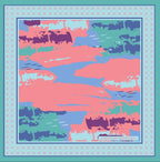 Mavi,Pastel Desenli Mulberry İpek Eşarp Giovanni Boulera 4303265 65cmx65cm