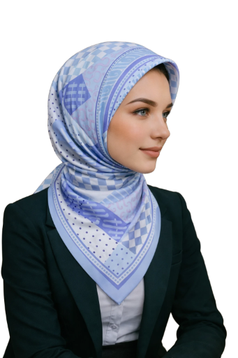 Mavi Soyut Desenli Mulberry İpek Eşarp Giovanni Boulera 4303365 65cmx65cm