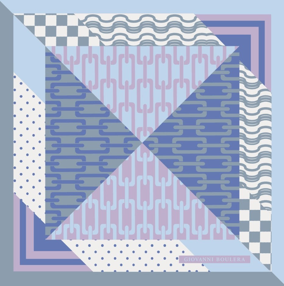 Mavi Soyut Desenli Mulberry İpek Eşarp Giovanni Boulera 4303365 65cmx65cm